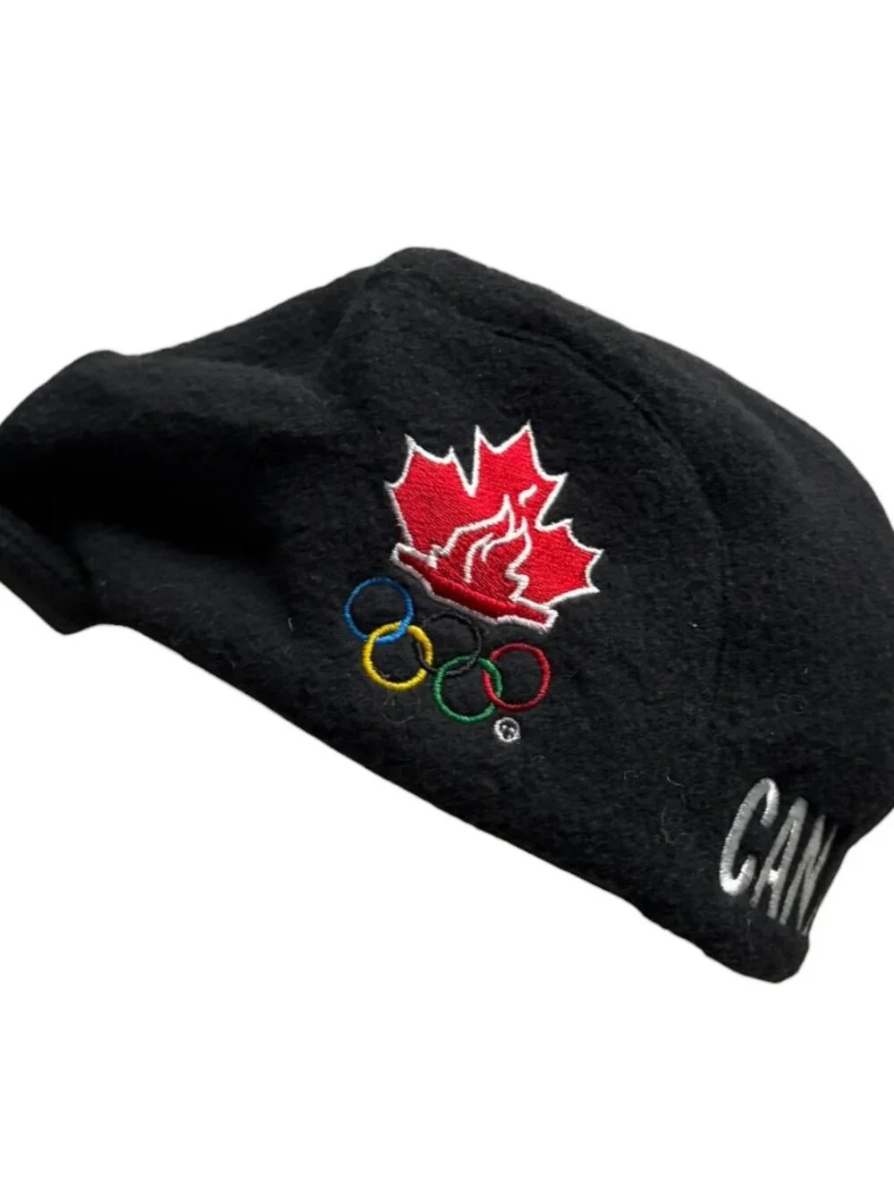 Vintage Roots Canada Olympics Black Hat Poor Boy Cap Fleece Nagano Japan 1998 - Picture 3 of 8